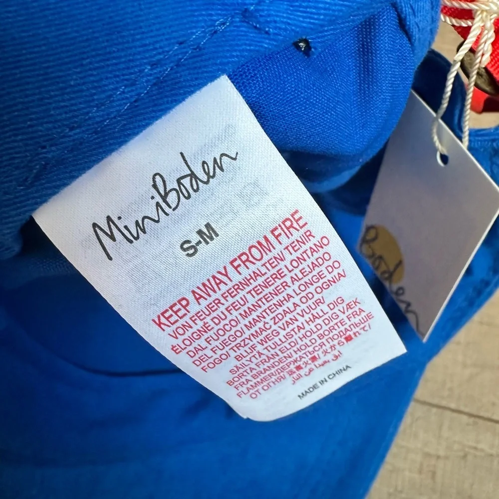 Boden Bright Blue Baseball Cap with Red Strap Accent